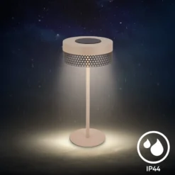Akku-Tischleuchte Booha, beige, Metall, IP44, dimmbar
