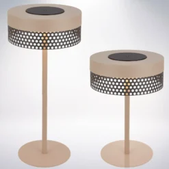 Akku-Tischleuchte Booha, beige, Metall, IP44, dimmbar