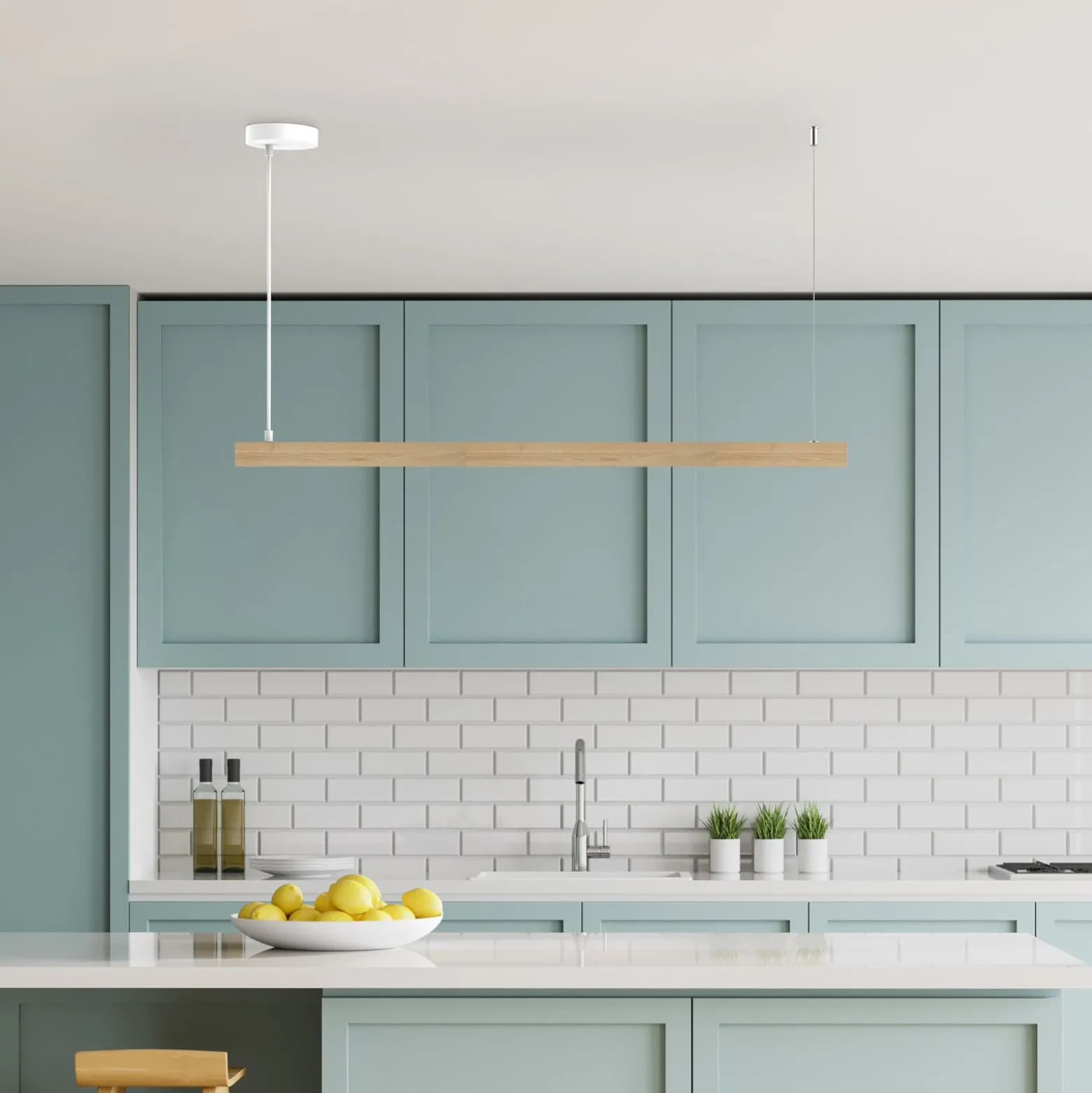 Aluminor Linha LED-Hängeleuchte, Buchenholz, 100cm