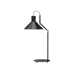 Aluminor Zinga Tischlampe, schwarz, Messingdetail