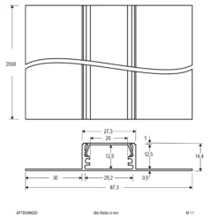 Alu Trockenbauprofil 200cm mit opaler Abdeckung