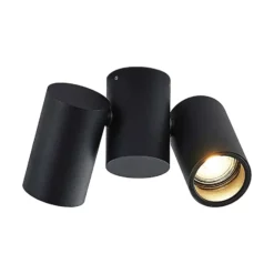 Arcchio Deckenlampe Gesina, 2flg., schwarz, Alu, 17,5 cm