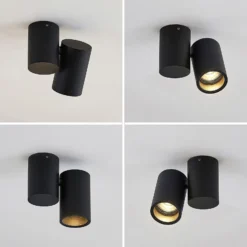Arcchio Deckenlampe Gesina, 1-flg., schwarz, Alu, 11,6 cm