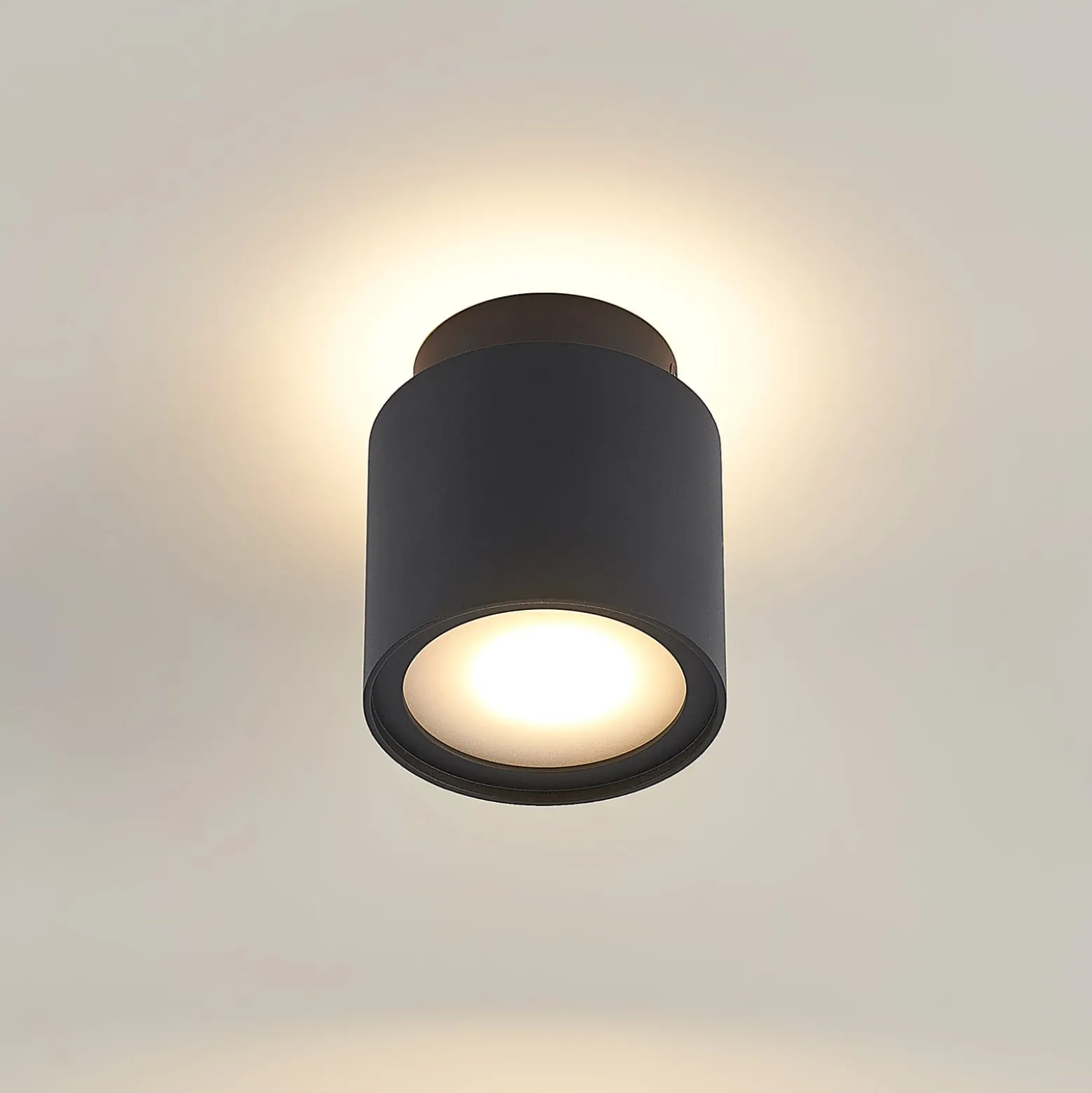 Arcchio Deckenlampe Walisa, Ø 10 cm, schwarz, Diffusor, GU10