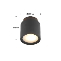 Arcchio Deckenlampe Walisa, Ø 10 cm, schwarz, Diffusor, GU10