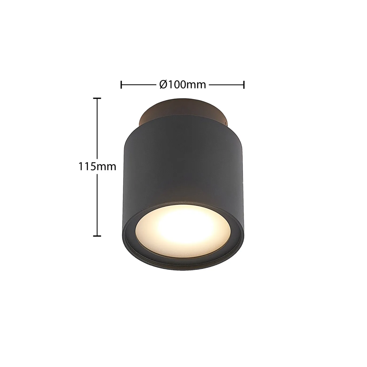 Arcchio Deckenlampe Walisa, Ø 10 cm, schwarz, Diffusor, GU10