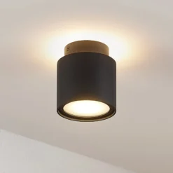 Arcchio Deckenlampe Walisa, Ø 10 cm, schwarz, Diffusor, GU10