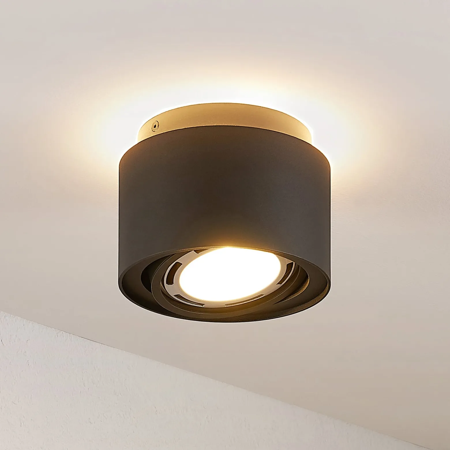 Arcchio Deckenlampe Walisa, Ø 15 cm, schwarz, Metall, GU10