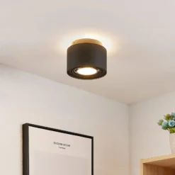 Arcchio Deckenlampe Walisa, Ø 15 cm, schwarz, Metall, GU10