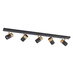 Arcchio Deckenstrahler Evaro, schwarz/gold, 5-flg., GU10