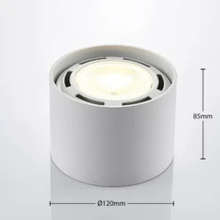 Arcchio Deckenstrahler Mabel, Ø 12 cm, weiß, Metall, GU10