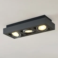 Arcchio Deckenstrahler Ronka, 50 cm, 3-flammig, grau, GU10
