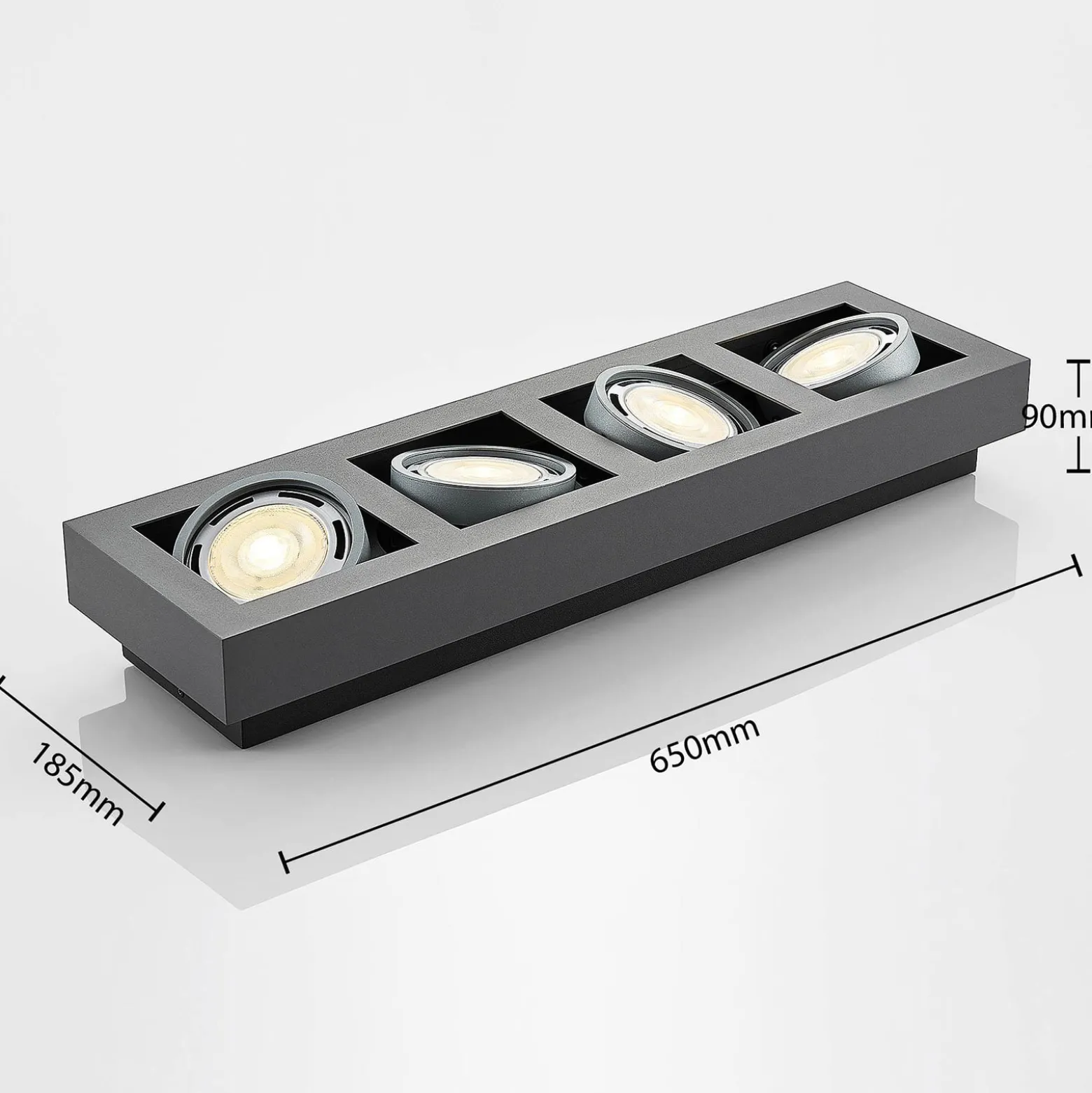 Arcchio Deckenstrahler Ronka, 65 cm, 4-flammig, grau, GU10