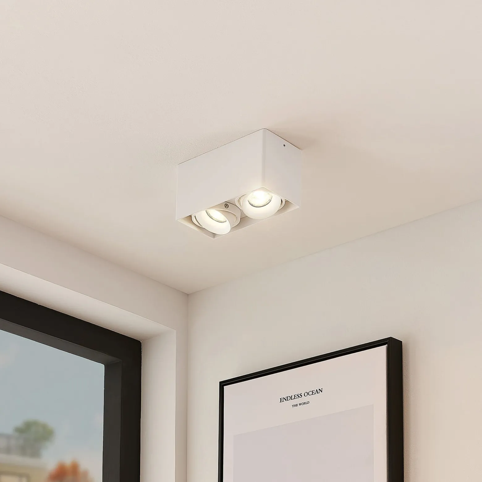 Arcchio Downlight Kubika, 19 cm, weiß, 2-flg., Metall