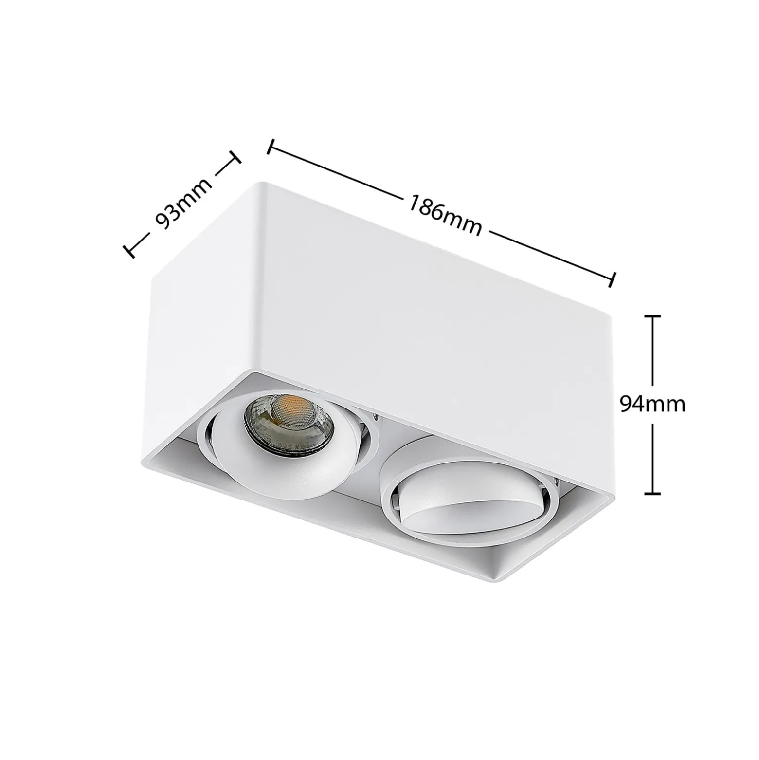 Arcchio Downlight Kubika, 19 cm, weiß, 2-flg., Metall