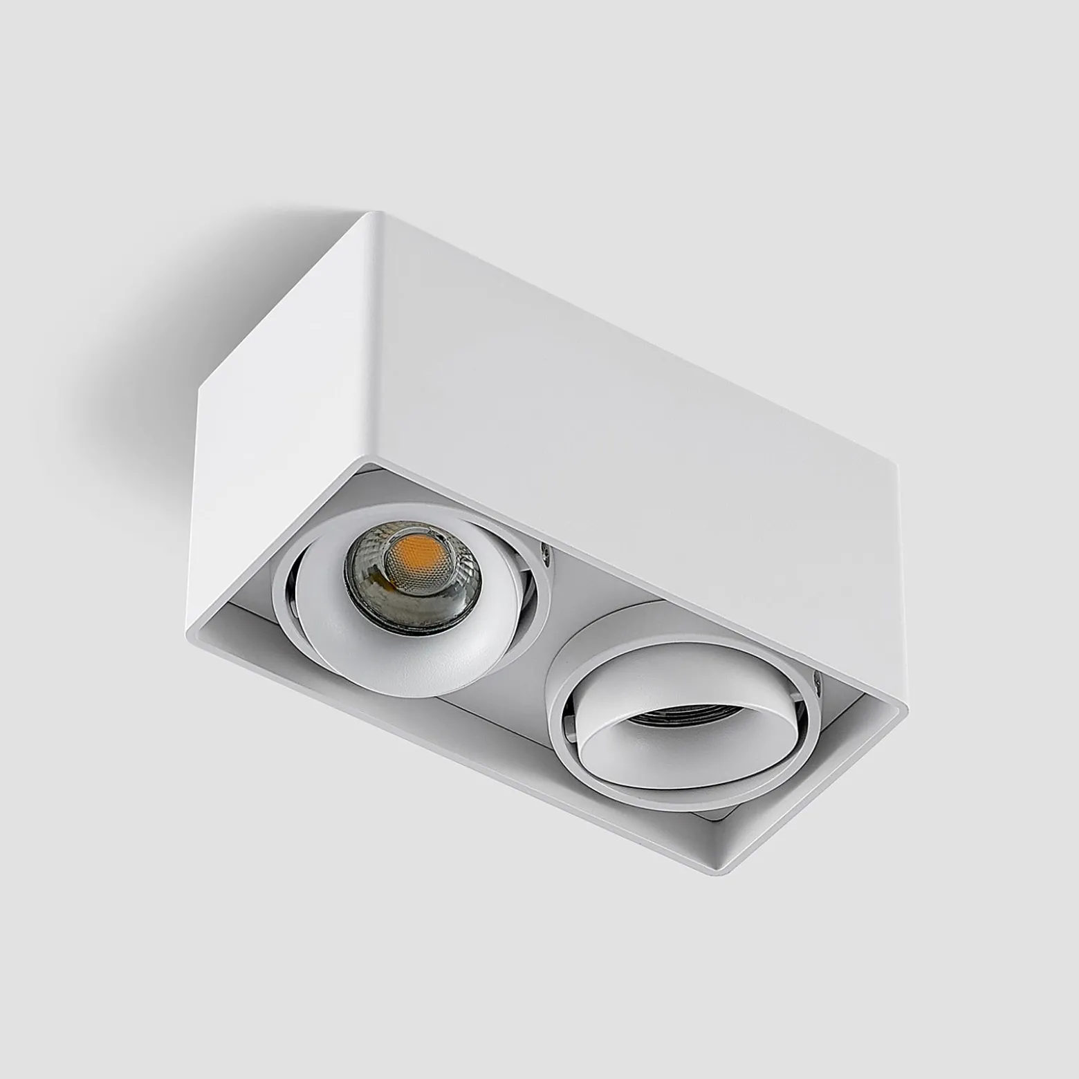 Arcchio Downlight Kubika, 19 cm, weiß, 2-flg., Metall