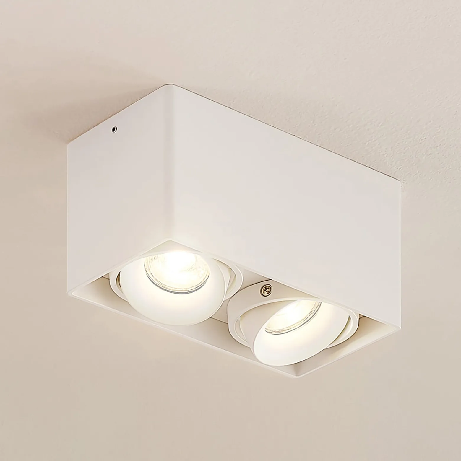 Arcchio Downlight Kubika, 19 cm, weiß, 2-flg., Metall