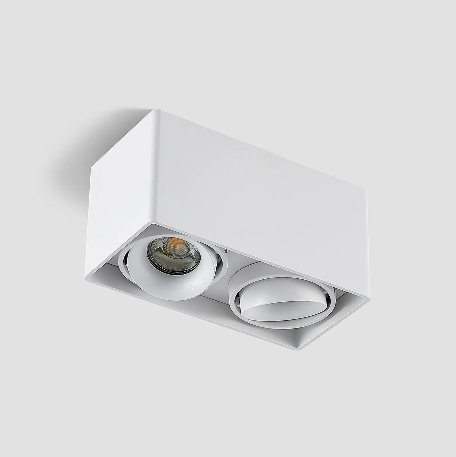 Arcchio Downlight Kubika, 19 cm, weiß, 2-flg., Metall