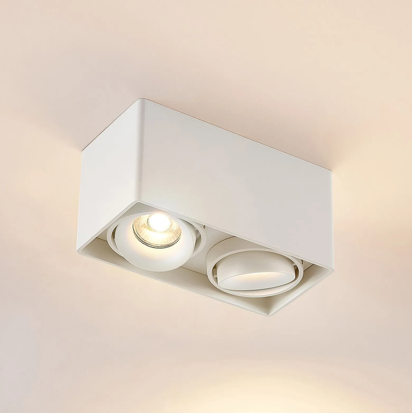 Arcchio Downlight Kubika, 19 cm, weiß, 2-flg., Metall