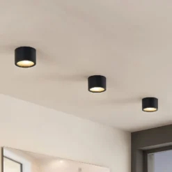 Arcchio Downlight Nieva, G9, schwarz, rund, Ø 10cm, Metall