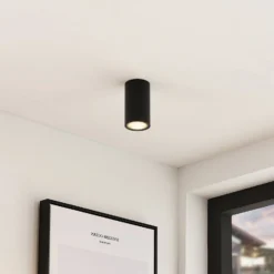 Arcchio Downlight Olivir, schwarz, Metall, Ø 6cm, GU10, IP44