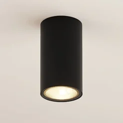 Arcchio Downlight Olivir, schwarz, Metall, Ø 6cm, GU10, IP44