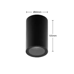 Arcchio Downlight Olivir, schwarz, Metall, Ø 6cm, GU10, IP44