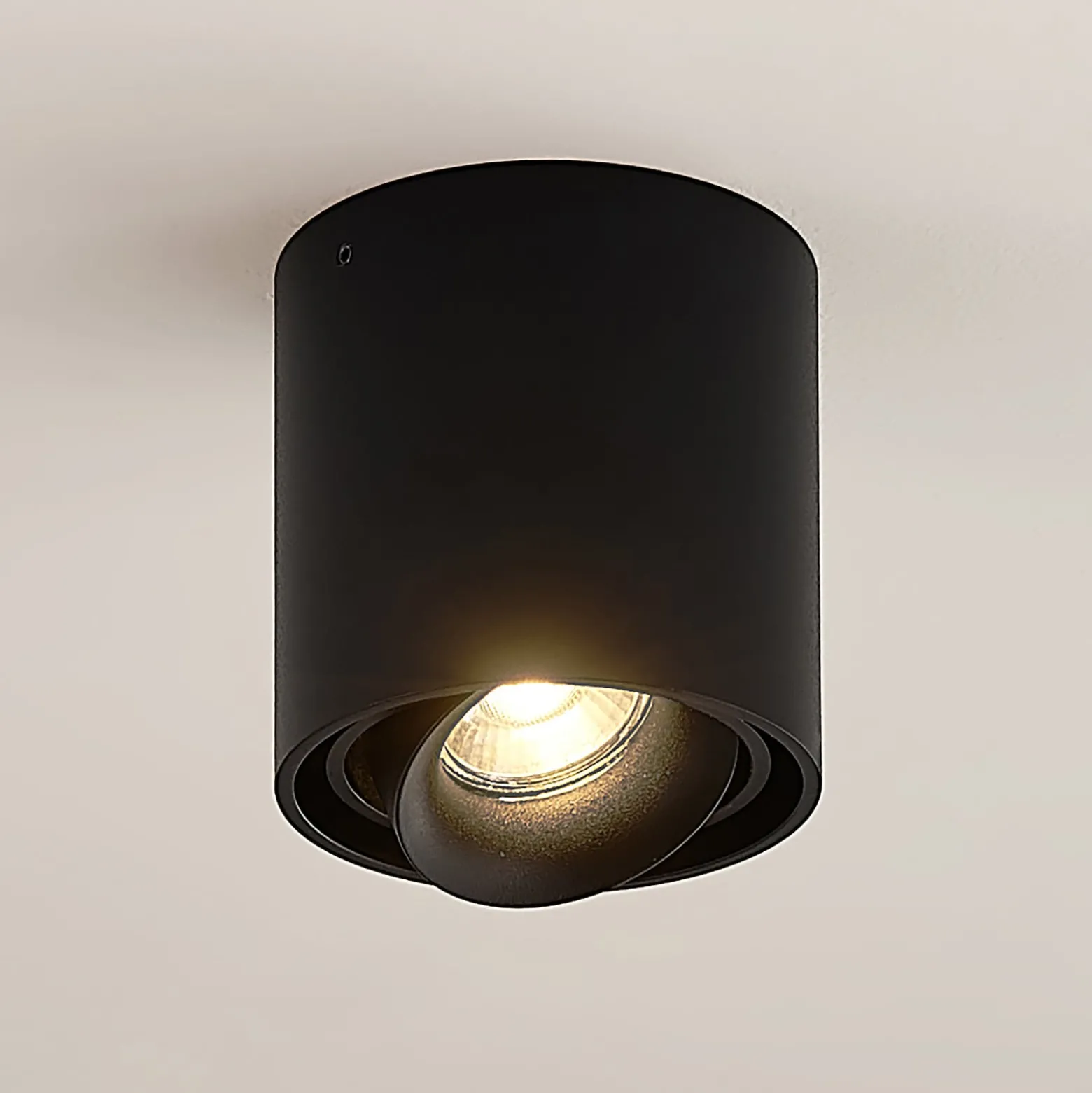 Arcchio Downlight Walza, schwarz, Metall, Ø 9 cm, GU10