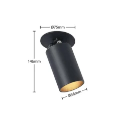 Arcchio Einbaustrahler Davin, schwarz, Zylinder, 3er-Set