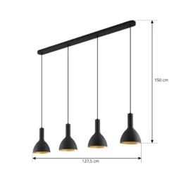 Arcchio Hängelampe Cosmina, 4-flammig, Länge 120 cm, schwarz