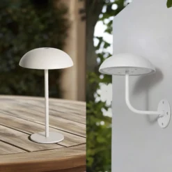 Arcchio LED-Akkutischleuchte Thenra, weiß, Wandhalterung