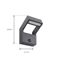 Arcchio LED-Außenwandlampe Kovato, Sensor, dunkelgrau, IP65