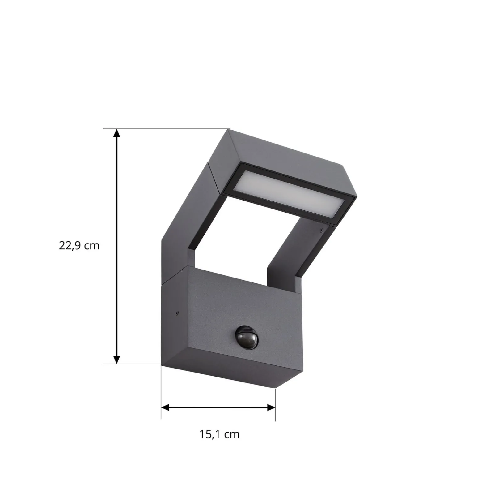 Arcchio LED-Außenwandlampe Kovato, Sensor, dunkelgrau, IP65