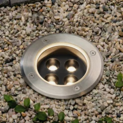Arcchio LED-Bodeneinbauspot Thentos, Ø 12 cm 40° nickel IP67
