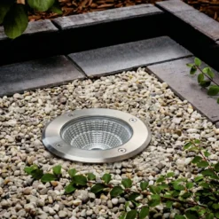 Arcchio LED-Bodeneinbauspot Thentos, Ø 12 cm 60° nickel IP67