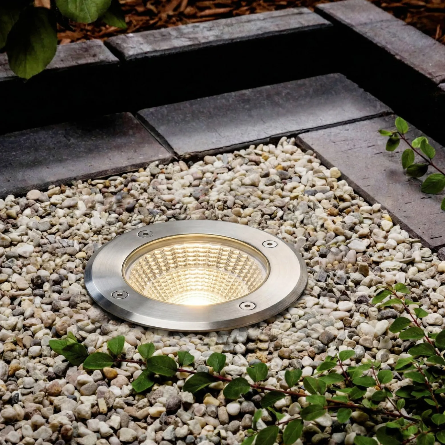 Arcchio LED-Bodeneinbauspot Thentos, Ø 12 cm 60° nickel IP67