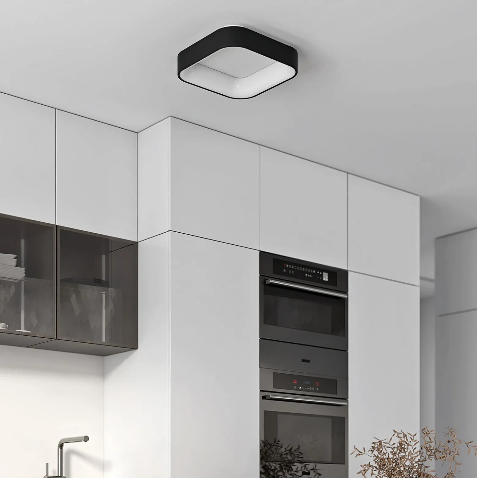 Arcchio LED-Deckenlampe Aleksi, 45 x 45 cm, schwarz, CCT