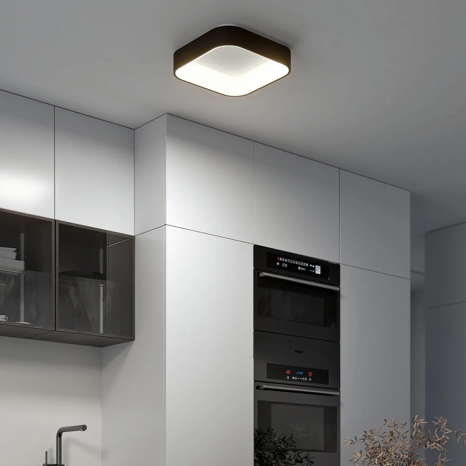 Arcchio LED-Deckenlampe Aleksi, 45 x 45 cm, schwarz, CCT