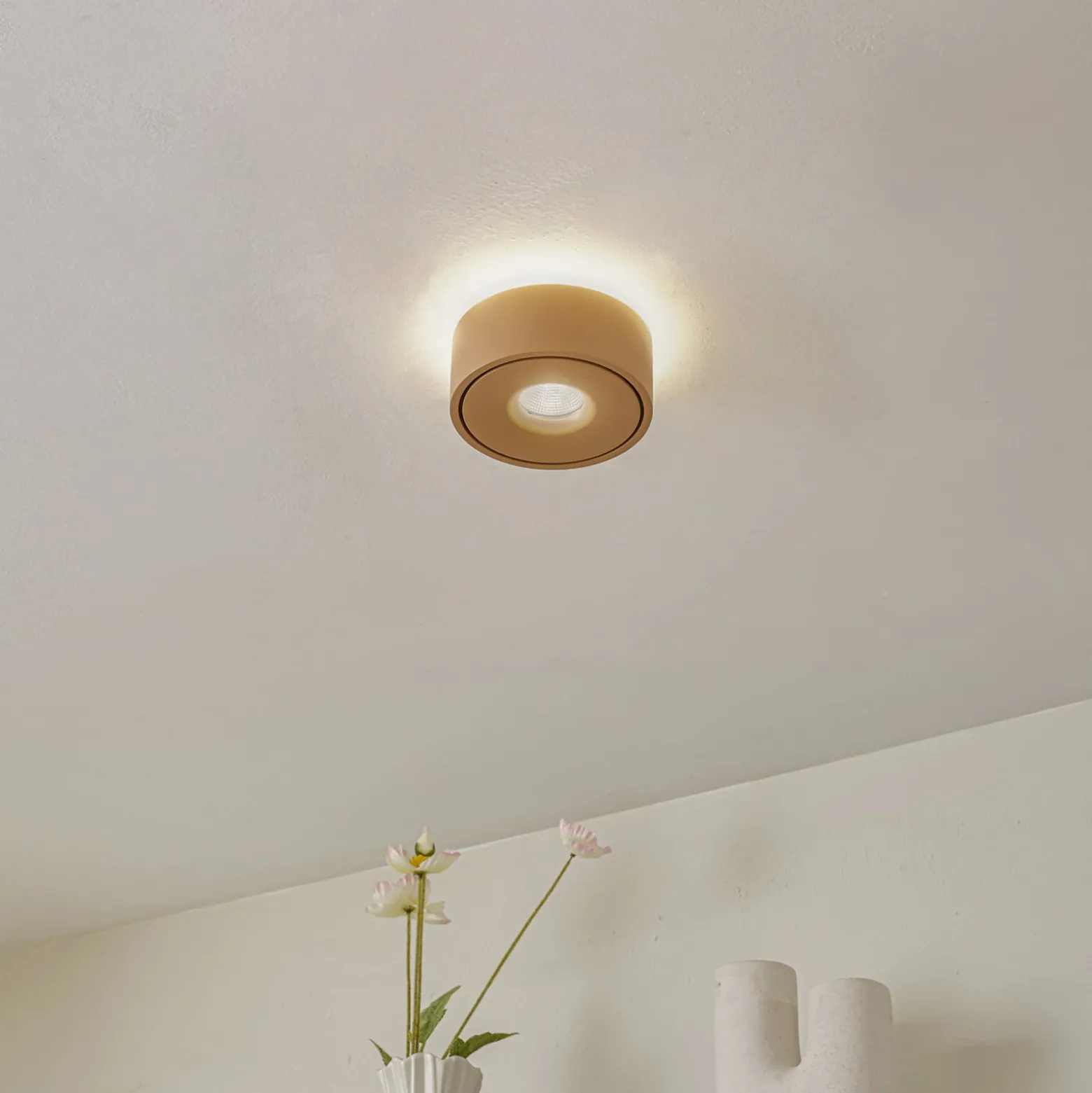 Arcchio LED-Deckenlampe Rotari, braun, up und down