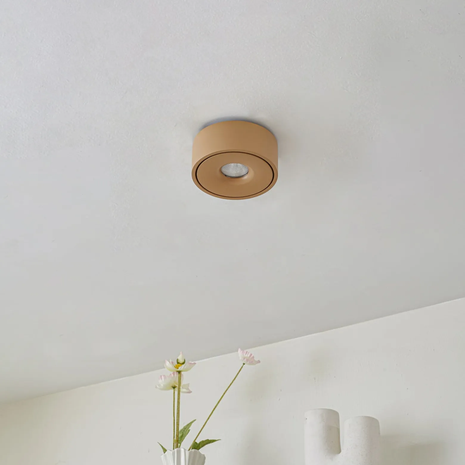 Arcchio LED-Deckenlampe Rotari, braun, up und down