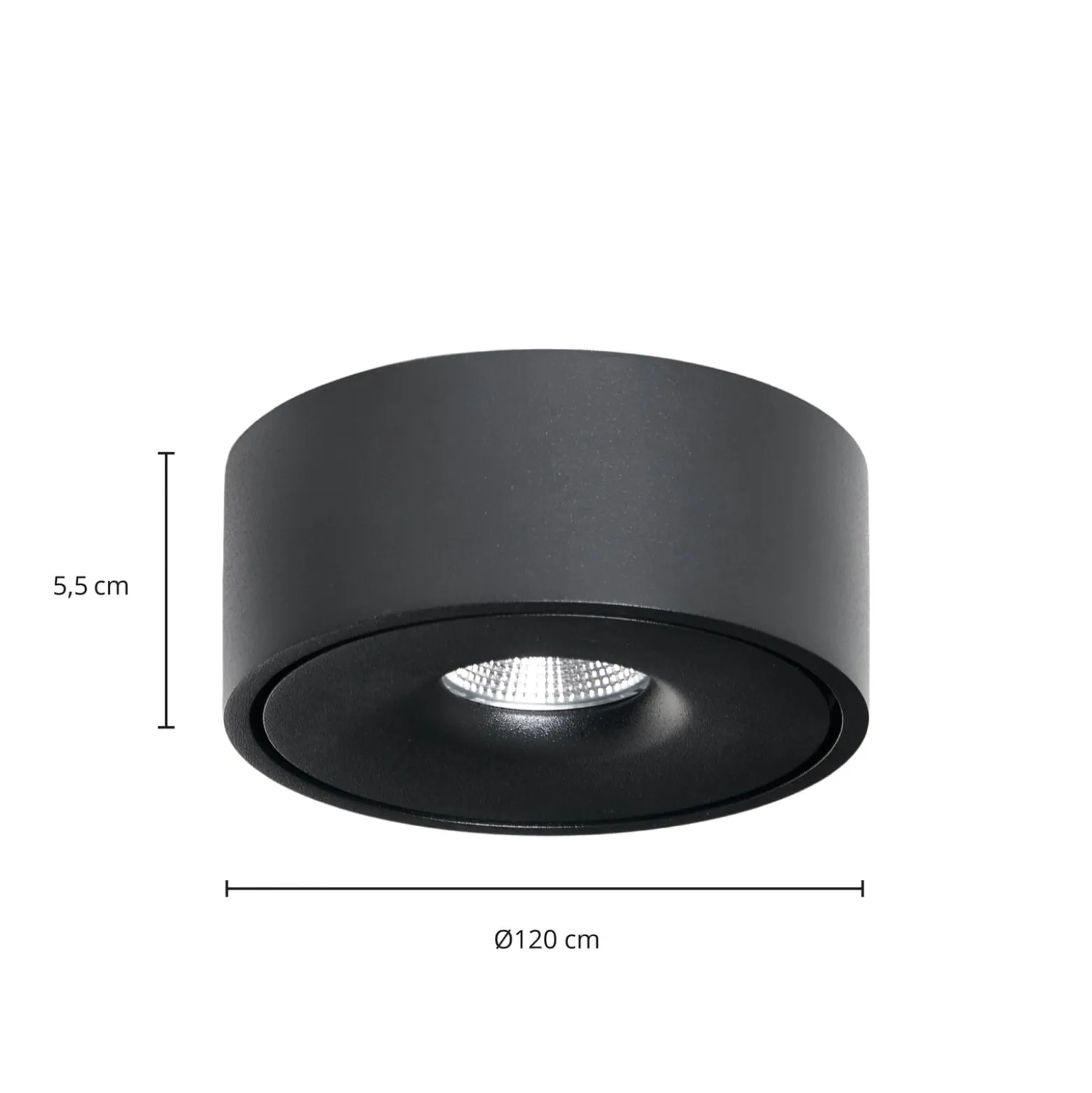 Arcchio LED-Deckenlampe Rotari, Ø 12 cm, up & down, schwarz
