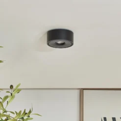 Arcchio LED-Deckenlampe Rotari, Ø 12 cm, up & down, schwarz