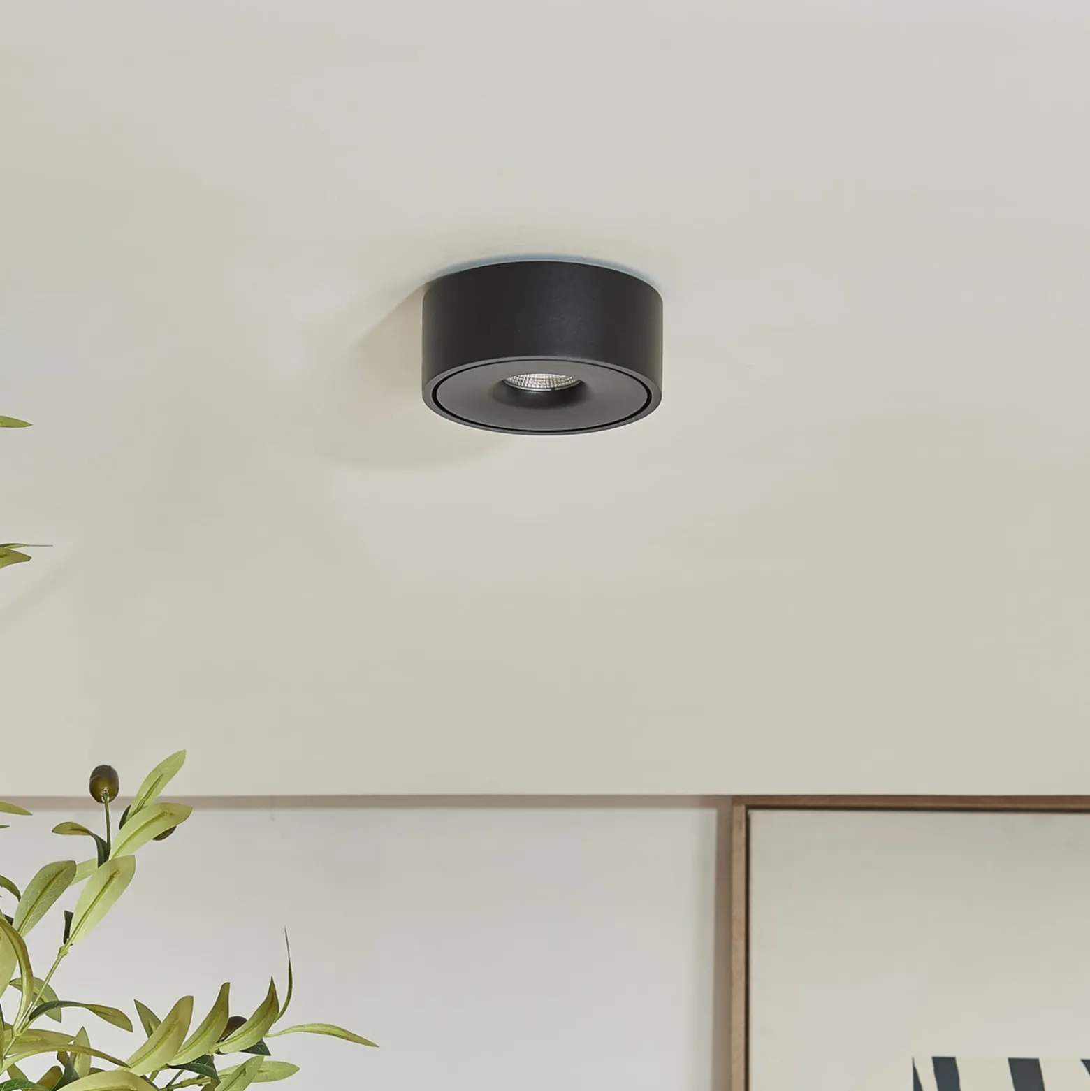 Arcchio LED-Deckenlampe Rotari, Ø 12 cm, up & down, schwarz