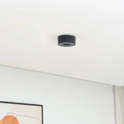 Arcchio LED-Deckenlampe Rotari, schwarz, Metall, Ø 12cm