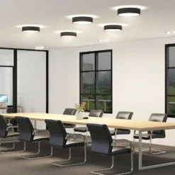 Arcchio LED-Deckenlampe Vanida, schwarz, Ø 40 cm, up/down