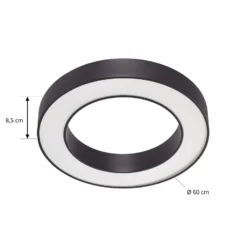 Arcchio LED-Deckenleuchte Sharelyn, Ø60 cm, schwarz, dimmbar