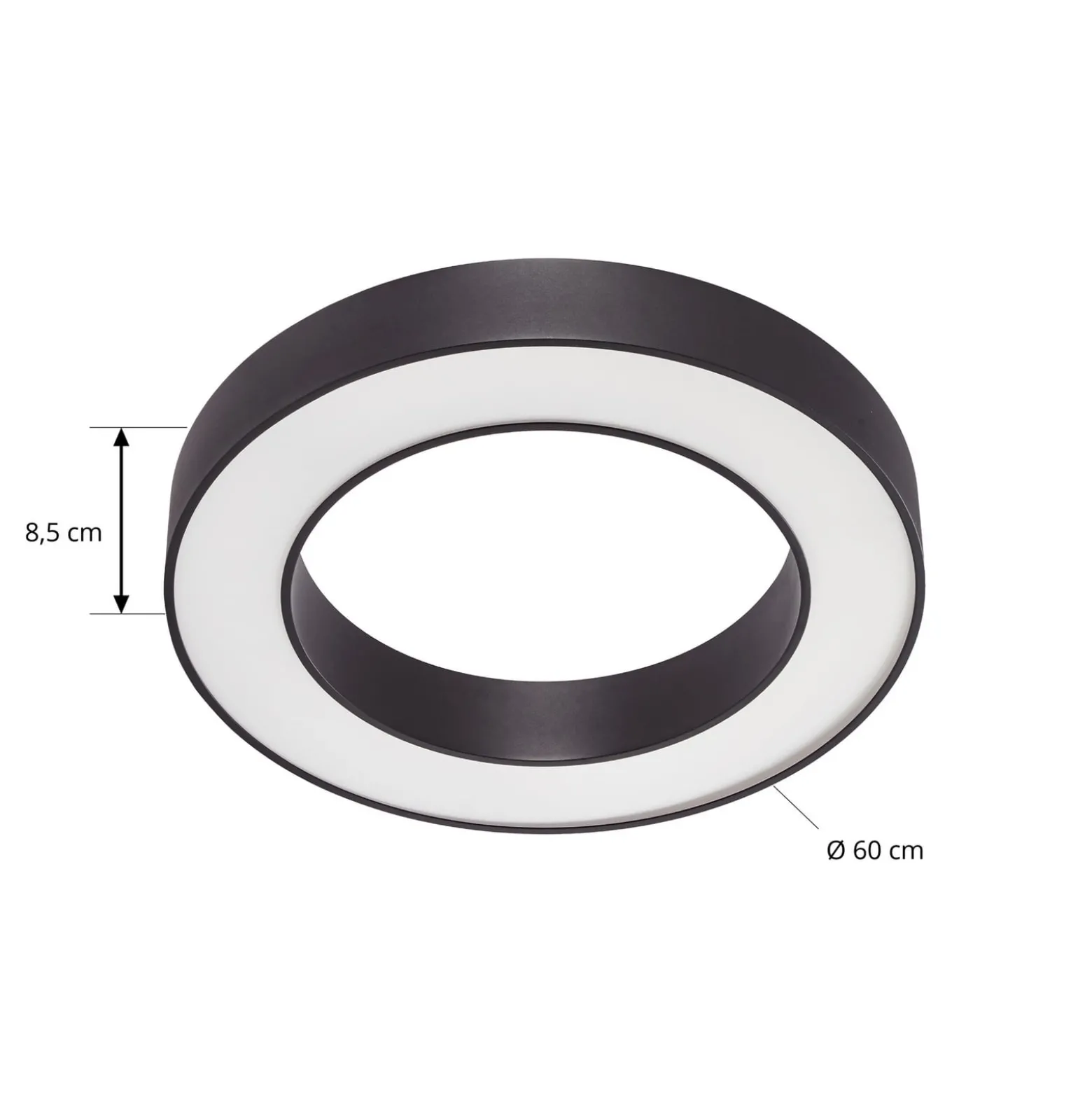 Arcchio LED-Deckenleuchte Sharelyn, Ø60 cm, schwarz, dimmbar