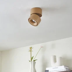 Arcchio LED-Deckenstrahler Rotari, braun, 1-flg., 8,9W