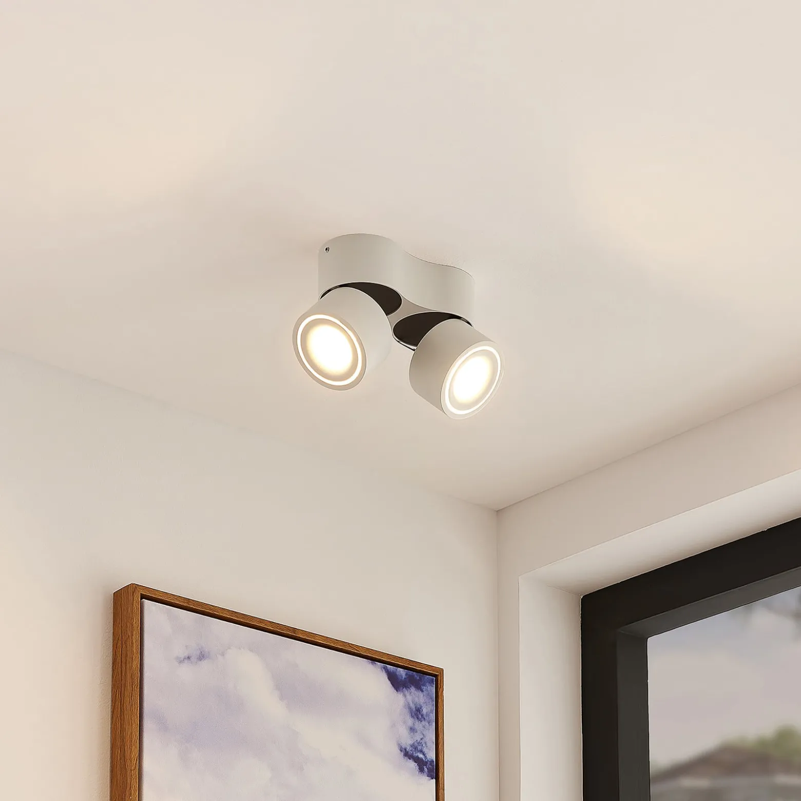 Arcchio LED-Deckenstrahler Rotari, weiß, 2-flg., 1362lm