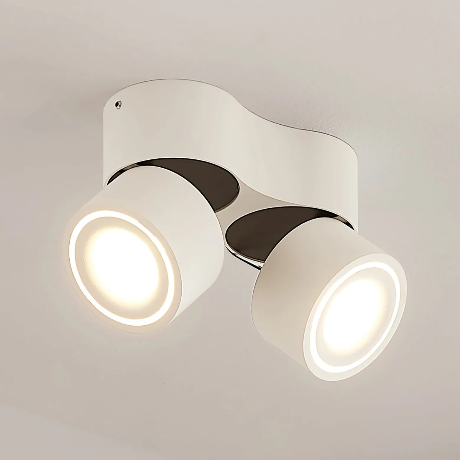 Arcchio LED-Deckenstrahler Rotari, weiß, 2-flg., 1362lm